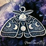 Moon Phase Moth Butterfly Pendant Necklace Silver Photo 3