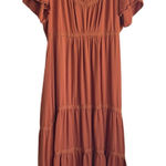 Baltic Born  Maxi Dress XL‎ Burnt Orange Flutter Sleeve Tiered Boho Chic Prairie Photo 0