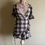 Urban Outfitters UO Ruffle Wrap Gingham Plaid Soft Mini Dress Photo 2