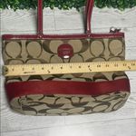 Coach Red and Tan Signature Tote Bag Photo 6