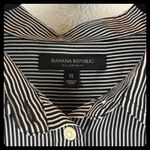 Banana Republic Dillon Shirt XL Black White Pinstripe Button Down Long Sleeve Photo 3