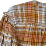 Free People  Alexa Plaid Mini Dress Long Sleeve‎ Ruffle Hem Button Front Size XS Photo 9