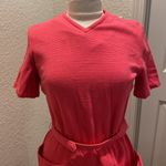 Fashioned By Lampl Vintage Short Sleeve Pink Midi Dress Ribbed Pockets EUC Sz M Size M Photo 2