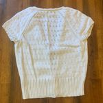 Jones New York Cardigan Medium White Eyelet Knit Sweater Button Waist 100%Cotton Photo 6