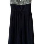 Kay Unger  New York 100% Silk Midi Dress Black & White Floral Embroidered Size 8 Photo 0