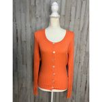 FRNCH NWT Paris Women's Orange Cardigan Sweater Medium Long Sleeve Casual Photo 4