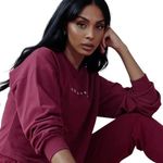 Cleo Harper Limited Edition Dexter Cropped Sweater Top Sweatshirt Red Fig Small Photo 1