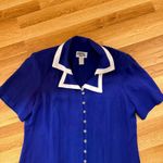 Vintage Dawn Joy II Blue Dress Sz 18 White Collar Gold Buttons 80s Secretary XL Photo 1