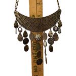 Statement Necklace Brass Tone Bib Dangle Hammered Glam Chic Work Office Casual Gold Photo 5