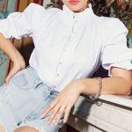 Nasty Gal  Pearl Button Down High Neck Blouse Photo 0