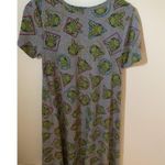 LuLaRoe Carly Kermit The Frog Size XS T Shirt Dress Short Sleeve Gray Hi Low Photo 4