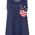FIRST LOOK AMERICAN FLAG SLEEVELESS JERSEY TANK DRESS OR TUNIC TOP‎ SIZE SMALL Blue Photo 0