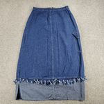 Vintage Sandra Fashion Denim Skirt 42 US 12 Blue Jean Fringe Western Rodeo Maxi Size L Photo 0