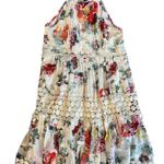 Anthropologie Ranna Gil XS S Kalila Swing Dress Chiffon Floral Crochet Lace Mini Photo 2