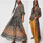Free People NEW  See It Through Dress Black Floral Combo Flowy Maxi Large Femme Photo 2