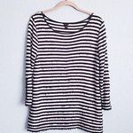 Ann Taylor ‎ White And Black Striped Sequin Knit Top Photo 0