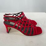 Sam & Libby Vintage  Square Toe Strappy Heeled‎ Sandals in Red Size 6.5 Photo 3