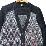 Free People We The Free Argyle Cardigan Sweater Size L Wool Blend Indie Sleaze Photo 3