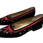 Nina Vintage  80’s Black velvet embroidered holiday novelty flats Photo 4