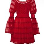 Alexander McQueen  Stretch-knit paneled silk-blend point d'esprit mini Dress S Photo 0