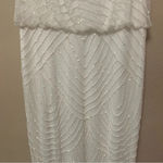 Adrianna Papell Women's Long Beaded Blouson Gown in White NWT Size 10 Photo 4