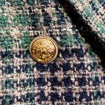 Mystree  Plaid Blazer Jacket Velvet Collar green preppy Gold Button Tweed Size S Photo 5