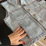 Marithe Francois Girbaud denim jeans and buttondown sleeveless vest SET, sz L/8 Blue Photo 4