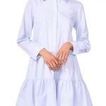 1. State  Women's Embellished-Collar Tiered Cotton Dress Windward Blue Sz L Photo 0