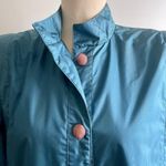 Fleet Street Vintage 80s Teal Blue Trench Coat Long Raincoat Size 10 Button Down Photo 3