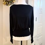 Madewell NWT Smock Waist and Cuff Long-Sleeve Stretch Knit Black Top~Medium 🧡 Photo 10