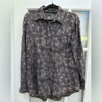 Elizabeth and James  100% Silk Button-Up Shirt Blouse Mauve Starburst Size Small Photo 10