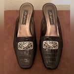 Brighton New  Steph Black Loafer Slip Leather Croc Buckle Floral Detail Sz 6M Photo 2