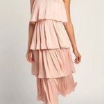 Lulus ‼️ Tier and Far Blush Pink Tiered Pleated Halter Midi Dress‼️ Photo 0