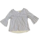 Skies Are Blue | Blue and White Striped Bell Sleeve Blouse | Small Photo 2