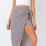 Princess Polly leopard polka dot Romeo wrap midi skirt in tan Photo 0