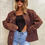 Princess Polly Western Denim Jacket Dark Brown Photo 0