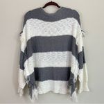 Bad Little Country Girl Stripped Henley Slouchy Knit Pullover Sweater Size Large White Photo 7