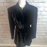 Amanda Smith Women’s Black Velvet Silk Blend Belted Shirt Jacket Dark Academia Photo 7