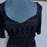 Anthropologie Meadow Rue Navy Velvet Geo Burnout Sweetheart Neckline Dress S Blue Photo 2