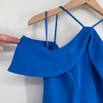 XScape Evening Blue Cold Shoulder Handkerchief Hem Scuba Crepe Gown size 4 NWT Photo 4