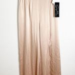 Vintage Suzelle 100% Silk Wide Leg High Waisted Slit Leg Light Pink Pants Size 12 Photo 0