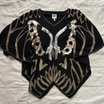 Black silver and gold sequin butterfly top unique fairy dark boho Size medium, Photo 0