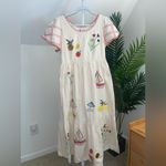 Hunter Bell  Marley Cream Fruit‎ Sailboat Embroidered teacher Midi Dress 8 Photo 4
