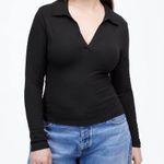 Madewell Drapey Rib Long-Sleeve Polo Top Size XXS Photo 0