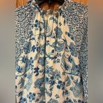 House of Harlow 1960 Boho Blue Floral Fringe Tiered Babydoll Mini Dress Small Photo 9