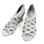 Eileen Fisher Women's 9 M  Cage Wedge Shoe Sandal Metallic Silver + Bag EUC Photo 1