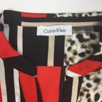 Calvin Klein Womens Size S Chiffon Leopard Mixed Media Button Front Top Photo 3