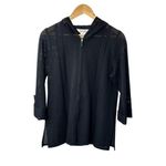 Misook Exclusively  Black Mesh Full-Zip Hooded Jacket 3/4 Sleeves Women's Small Photo 0