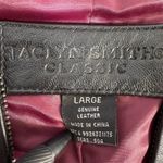 Jaclyn Smith  Y2K Women's Black Leather Bomber Jacket Floral Embroidered Size L Photo 5