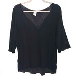 Free People We the Free Head In The Clouds Linen Blend Tee Black Size Small Photo 4